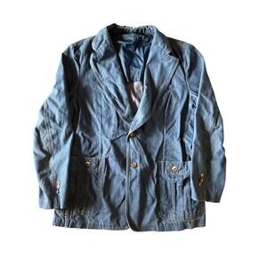 Vintage Lee Denim USA Made 44R L Blue Jean LeeSet Cotton Blazer Jacket